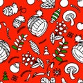 Hand drawn seamless pattern for christmas and fall decorations