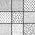 Hand Drawn seamless pattern collection. Simple texture for background