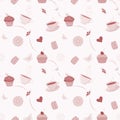 Hand drawn seamless pattern with cupcakes Royalty Free Stock Photo