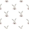 Hand drawn seamless pattern with cute bunny. Design concept for Easter print, packaging, wrapping paper, card, banner, invite.