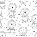 Cute lion Pattern print for kids Royalty Free Stock Photo