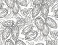 Hand-drawn seamless pattern of dates and leaves Royalty Free Stock Photo