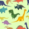 Hand drawn seamless pattern with dinosaurs. Perfect for kids fabric, textile, nursery wallpaper. Vector illustration Royalty Free Stock Photo