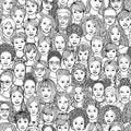 Hand drawn seamless pattern of diverse women