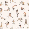 Yoga asanas seamless pattern