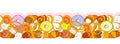 Hand drawn seamless pattern of donuts. Hand drawn elements