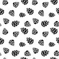 Hand drawn seamless pattern  doodle of fir tree cones isolated on white background. Conifer sketch. Vector illustration. Royalty Free Stock Photo