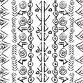 Hand drawn seamless pattern with ethnic geometrical motifs