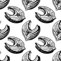 Hand drawn seamless pattern of fish steaks