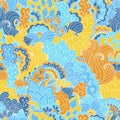 Hand drawn seamless pattern with floral elements.