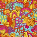 Hand drawn seamless pattern with floral elements.