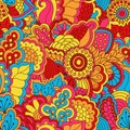 Hand drawn seamless pattern with floral elements.