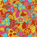 Hand drawn seamless pattern with floral elements.