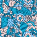 Hand drawn seamless pattern with floral elements.