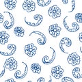 Hand drawn seamless pattern with flowers