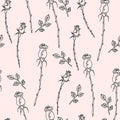 Hand drawn seamless pattern with flowers