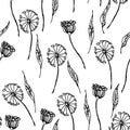 Hand drawn seamless pattern with flowers