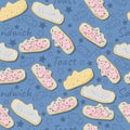 Hand drawn seamless pattern with healthy sandwich
