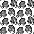 Hand drawn seamless pattern illustration with safari animals. Cute african zebra Royalty Free Stock Photo