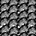 Hand drawn seamless pattern illustration with safari animals. Cute african zebra Royalty Free Stock Photo