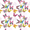 Graphic illustration of colored butterflies pattern