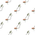 Hand drawn seamless pattern with isolated poppy bud ornament. Flowers backdrop with white background