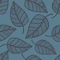 Hand drawn seamless pattern with leaves