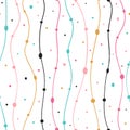 Hand drawn Seamless pattern with multicolored wavy lines and dots Royalty Free Stock Photo