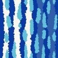 Hand drawn seamless pattern of navy blue electric blue abstract stripes. Trendy turquoise nautical summer print vertical Royalty Free Stock Photo