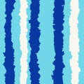 Hand drawn seamless pattern of navy blue electric blue abstract stripes. Trendy turquoise nautical summer print vertical Royalty Free Stock Photo