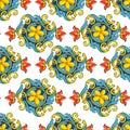 Hand drawn seamless pattern ornament maiolica vector. Print design textile Royalty Free Stock Photo