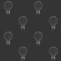 Hand drawn seamless pattern with outline balloons on grey background