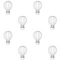 Hand drawn seamless pattern with outline balloons on white background