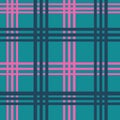 Hand drawn seamless pattern of plaid tartan checkered textile print in teal blue pink navy. Checks squares lines in Royalty Free Stock Photo