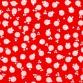 Hand drawn seamless pattern with red pink geometric circles on bright crimson. Large abstract polka dot round shapes Royalty Free Stock Photo