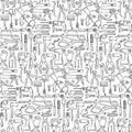 Hand drawn seamless pattern with repair tools