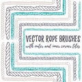 6 hand drawn seamless pattern Rope brushes Royalty Free Stock Photo