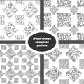 Hand-drawn seamless texture of lines, squares. Monochrome isolated vector illustration. Royalty Free Stock Photo