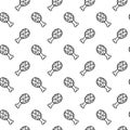 Hand drawn seamless pattern with spotted chicken legs. Vector pet food background. Royalty Free Stock Photo