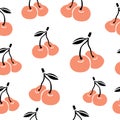 Hand drawn seamless pattern with cherries Royalty Free Stock Photo