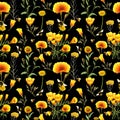 Hand drawn seamless pattern of summer wildflowers,Floral pattern Royalty Free Stock Photo