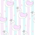 Hand drawn seamless pattern with swan. vector illustration Royalty Free Stock Photo