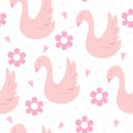 Hand drawn seamless pattern with swan. vector illustration Royalty Free Stock Photo