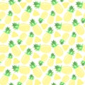 Hand drawn seamless pattern of sweet tropical fruit. Pineapples and pineapple slices. Healthy eating. Cute colorful doodle sketch Royalty Free Stock Photo