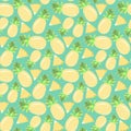 Hand drawn seamless pattern of sweet tropical fruit. Pineapples and pineapple slices. Healthy eating. Cute colorful doodle sketch Royalty Free Stock Photo