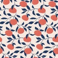 Hand drawn seamless pattern with Tangerines.