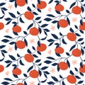 Hand drawn seamless pattern with Tangerines. Vector wallpaper Royalty Free Stock Photo