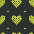 Hand drawn seamless pattern. Tennis balls in heart Royalty Free Stock Photo