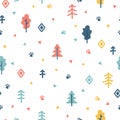 Hand drawn seamless pattern with trees. Wrapping paper. Stylish doodle forest. Background for your design Royalty Free Stock Photo