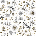 Seamless pattern with ornamental Christmas elements